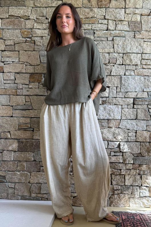 Lindin Linen Blend Dart Barrel Pant Washed Sandstone